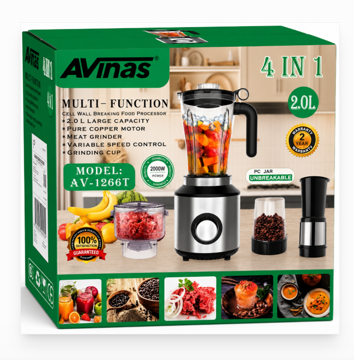 AVinas 4-in-1 Multi-Function Food Processor & Blender (AV-1266T) 2.0L