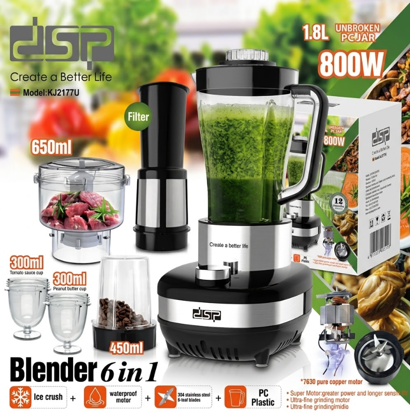 dsp 6in1 Multi-Function Food Processor Blender