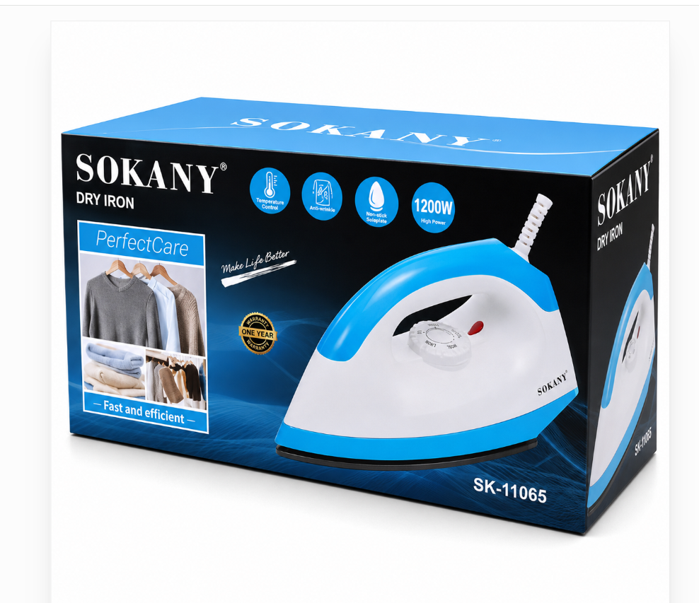 SOKANY SK-11065 Dry Iron – 1200W Non-Stick Electric Iron