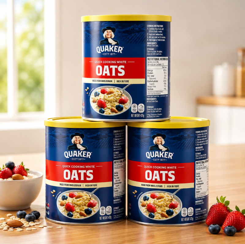 Quaker Quick Cooking White Oats – 420gx3