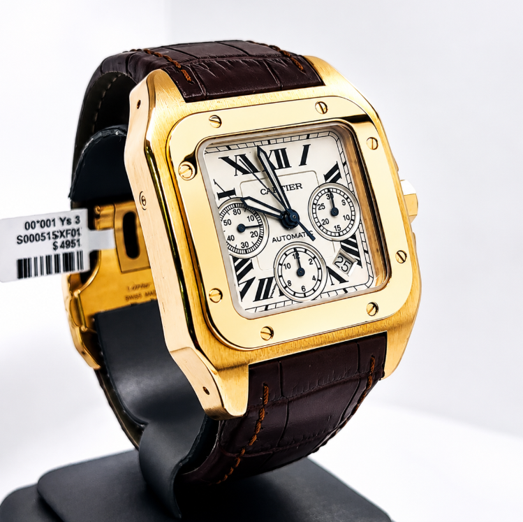 Cartier Santos 100 Chronograph – 18K Rose Gold Automatic