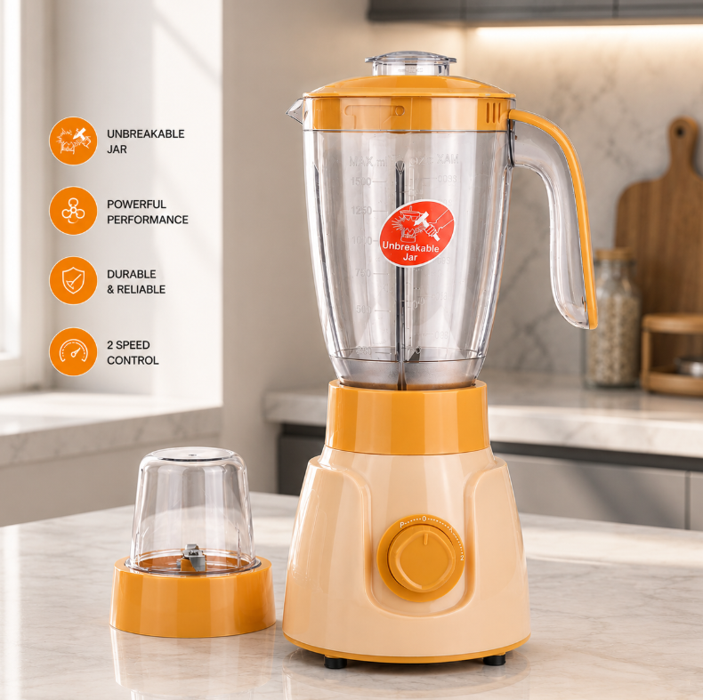 Multi-Purpose 2-in-1 Unbreakable Jar Grinder with Blender