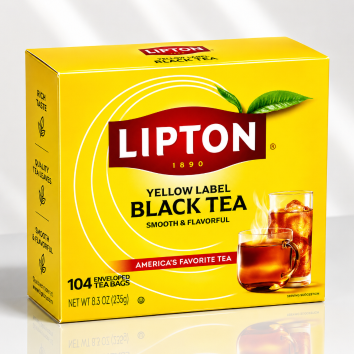 Lipton Yellow Label Black Tea – 104 Enveloped Tea Bags, 235g