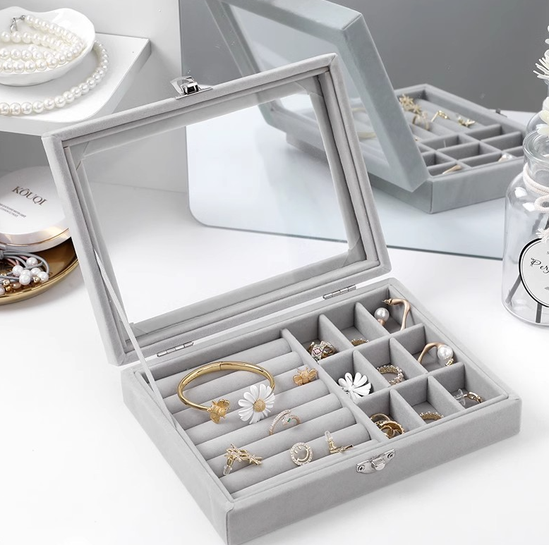 Multi-Compartment Storage Organiser with Clear Glass Lid