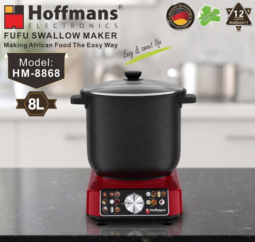 Hoffmans 8L Fufu Machine 1000W Africa Swallow Maker for Pounded Yam