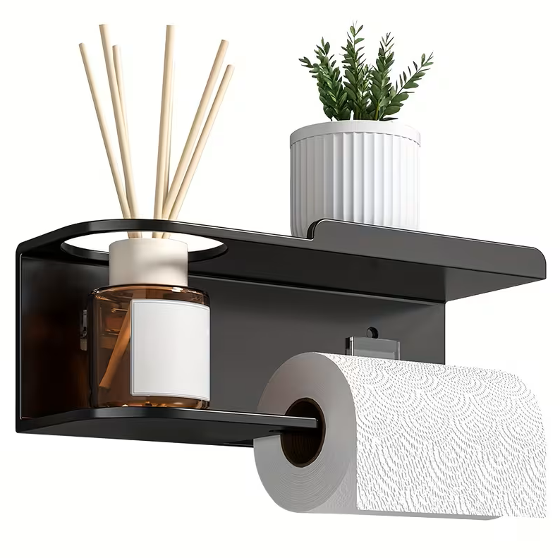 Phone Shelf – Matte Black Bathroom Storage Shelf