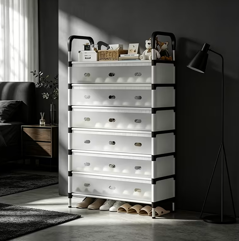 7-Tier Dustproof Shoe Rack – Large-Capacity Vertical Shoe Cabinet